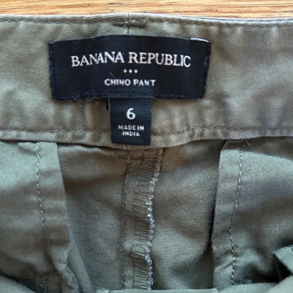 Banana Republic Factory Tie Waist Cropped Chino Womens Size 6 Ivy Green Pants - Picture 2 of 5